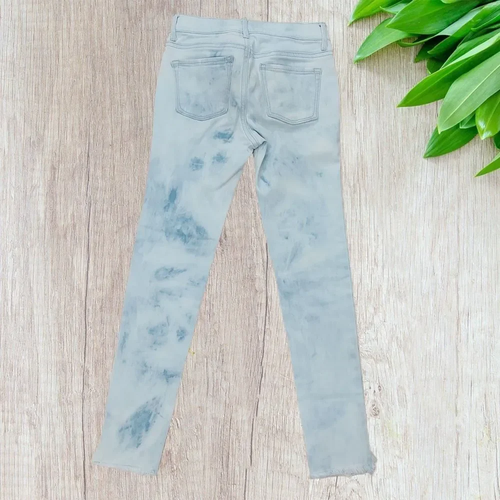 Old Navy Girls Ballerina Jeggings 10 Light Blue Raw Hem Stretch Adjustable Waist